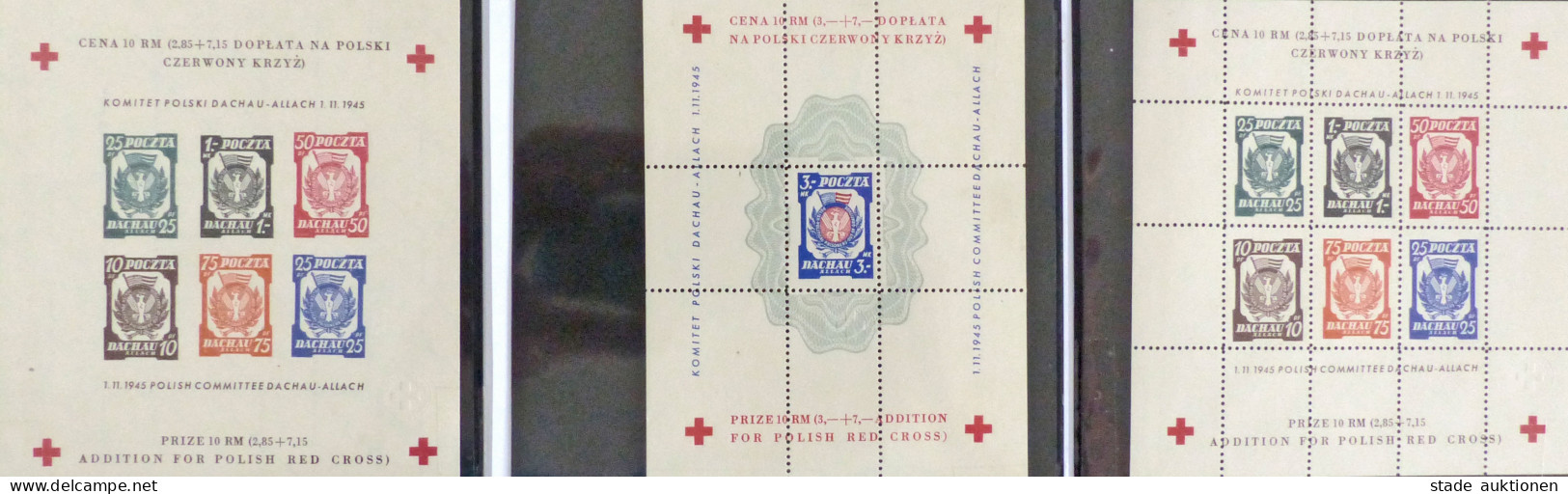 Konzentrationslager Dachau Lagerpost Polnisches Rotes Kreuz Spendenblöcke 1945 - War 1939-45