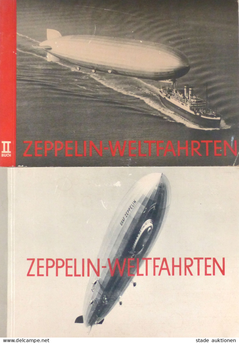 Sammelbild-Album Lot Zeppelin Weltfahrten Band I Und II, Greiling Zigarettenfabrik Dresden, Komplett Mit 420 Bildern II  - War 1939-45
