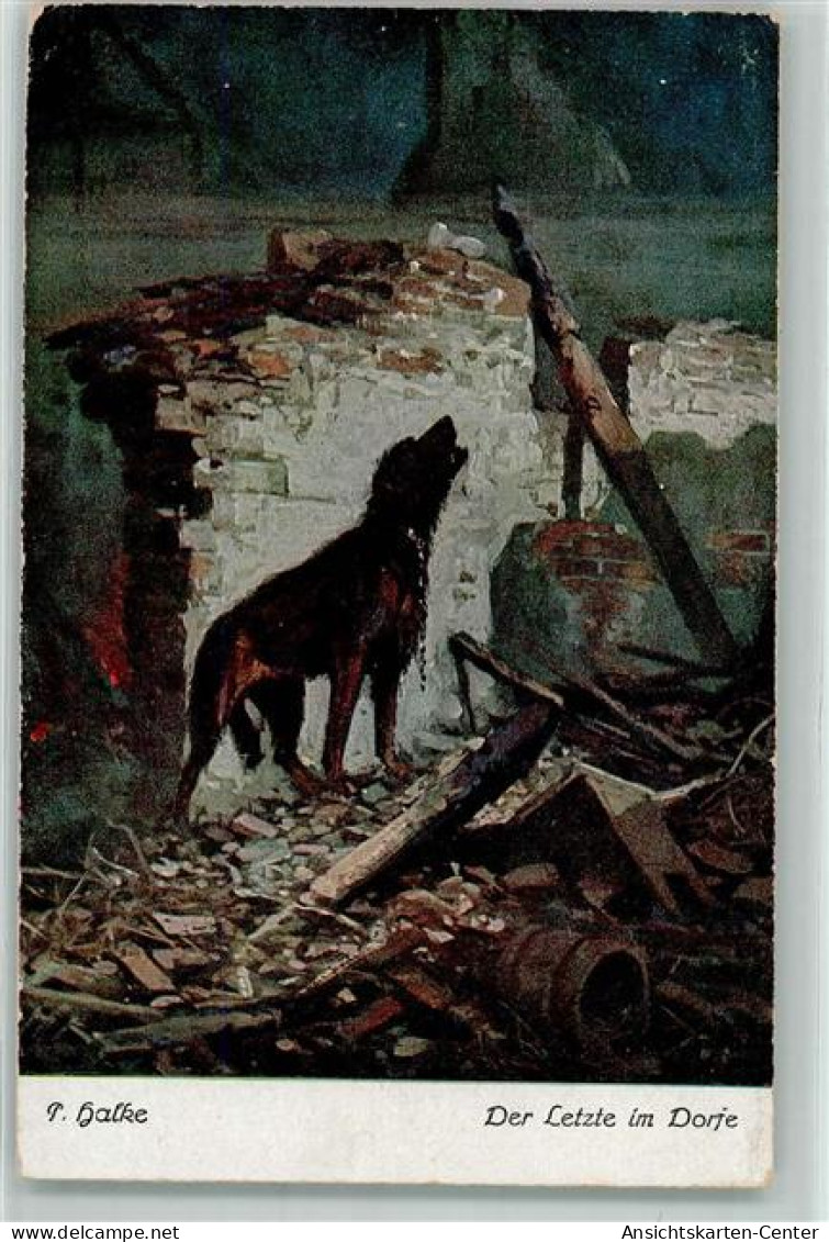 39172705 - Der Letzte Im Dorfe - Der Hund - Sign. Halke Spende  Kreigs-Invaliden Der Marine - Oorlog 1914-18