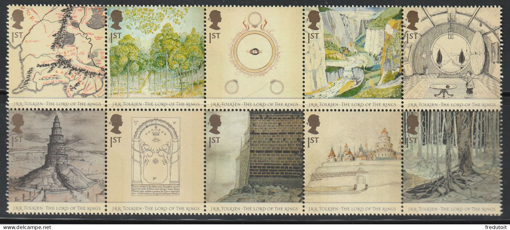 GRANDE BRETAGNE - N°2523/32 ** (2004) Le Seigneur Des Anneaux : J.R.R.Tolkein - Unused Stamps