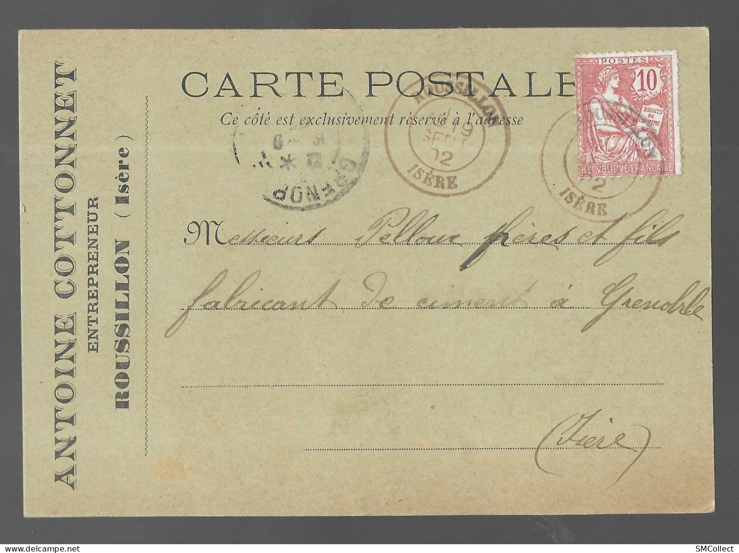 Roussillon, Carte Postale De L'entreprise Antoine Cottonnet (A20p28) - Roussillon