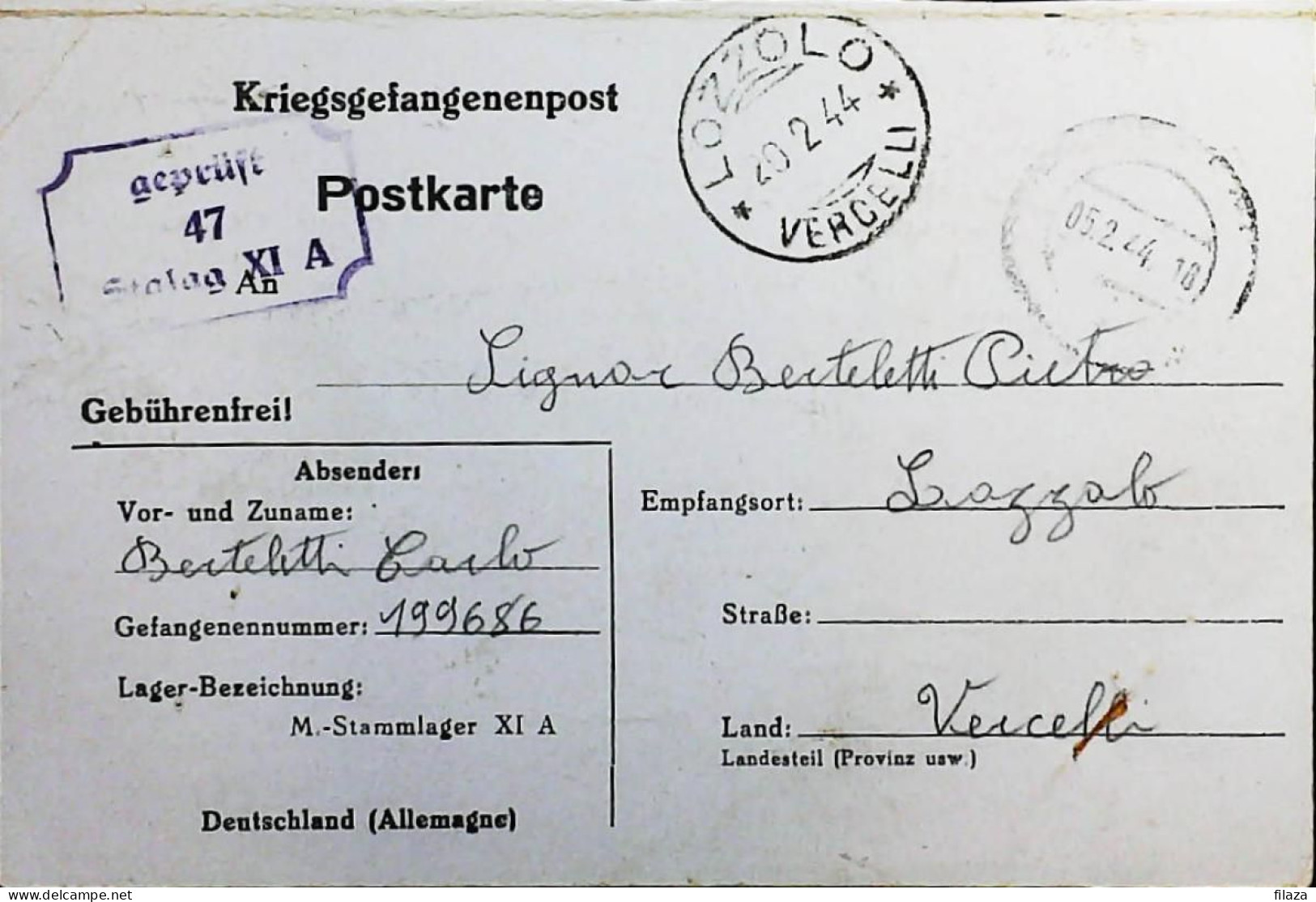 POW WW2 – WWII Italian Prisoner Of War In Germany - Censorship Censure Geprüft  – S7684 - Militaire Post (PM)