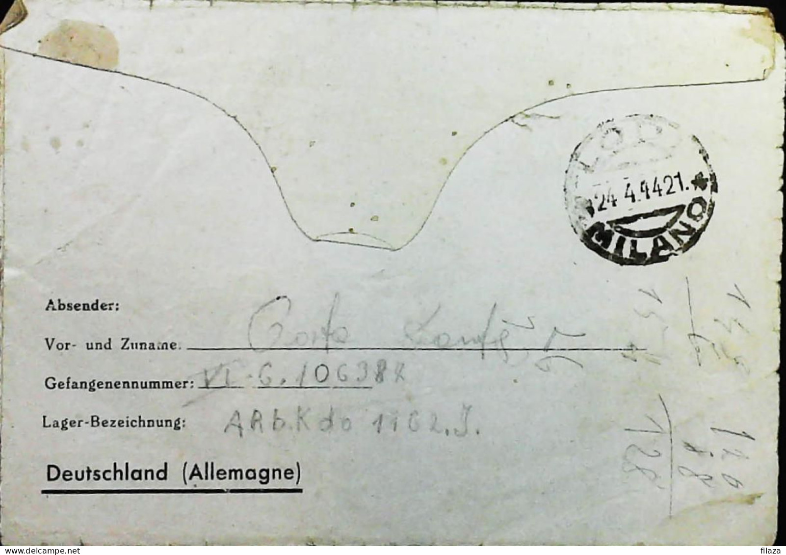 POW WW2 – WWII Italian Prisoner Of War In Germany - Censorship Censure Geprüft  – S7698 - Correo Militar (PM)