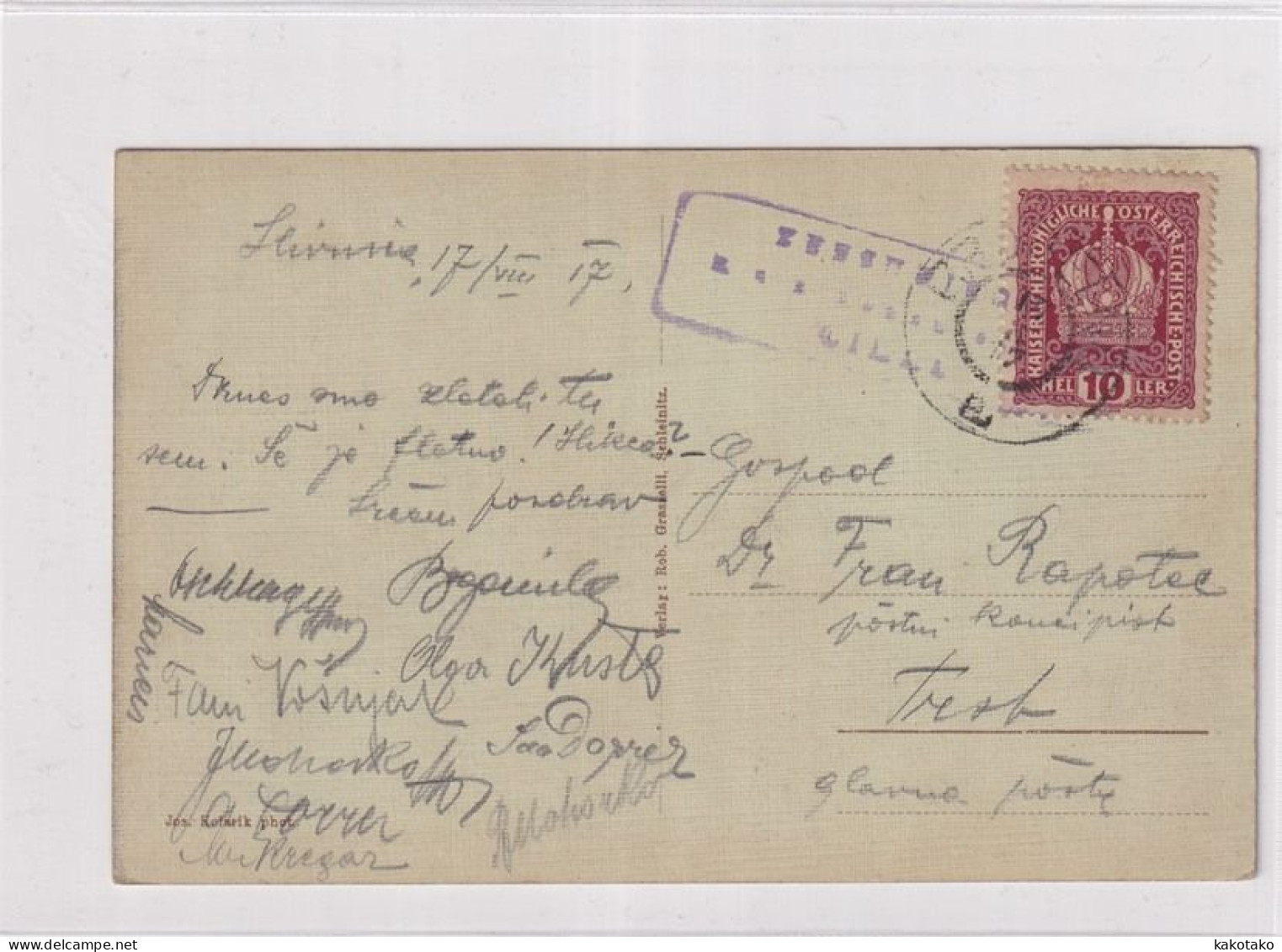 SLIVNICA , Slovenia , Old Postcard , Travelled 1917. - Slovenia