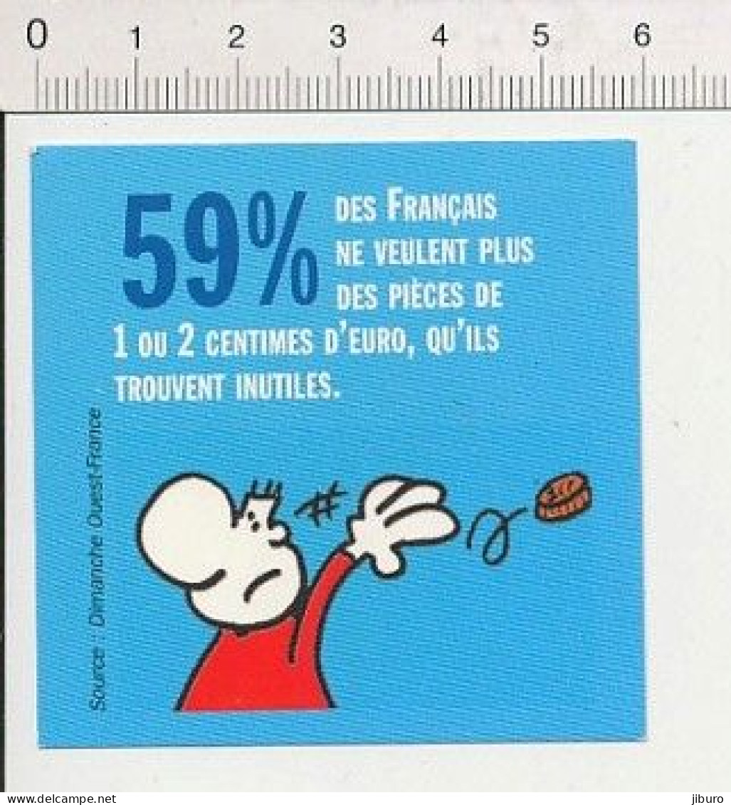 Petite Fiche Question-Réponse Humour Numismatique Pièce 1 Et 2 Centimes D'euro Pièces Jaunes Euros IM 51-FL - Autres & Non Classés