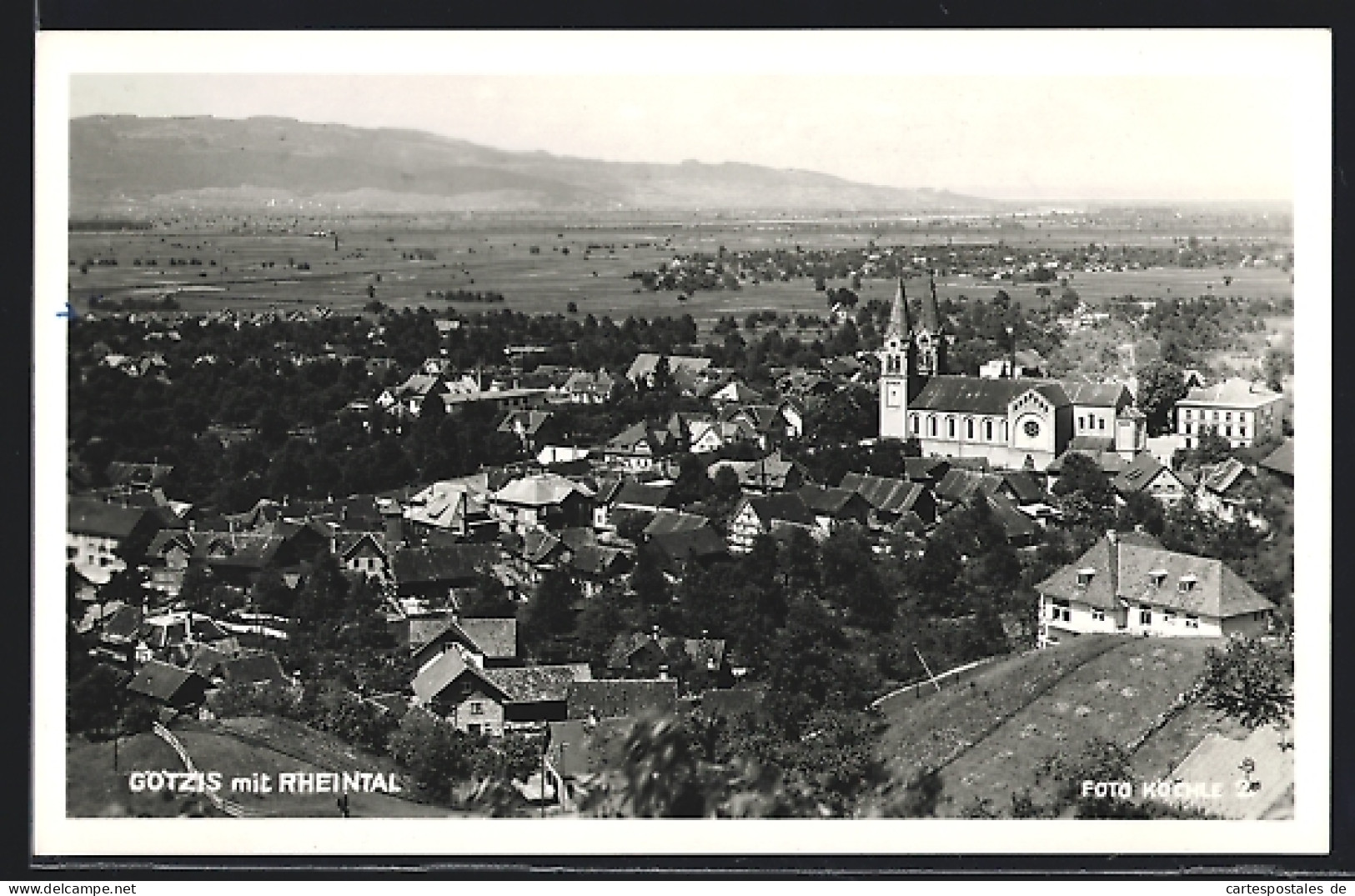 AK Götzis, Teilansicht Mit Kirche Und Rheintal  - Autres & Non Classés