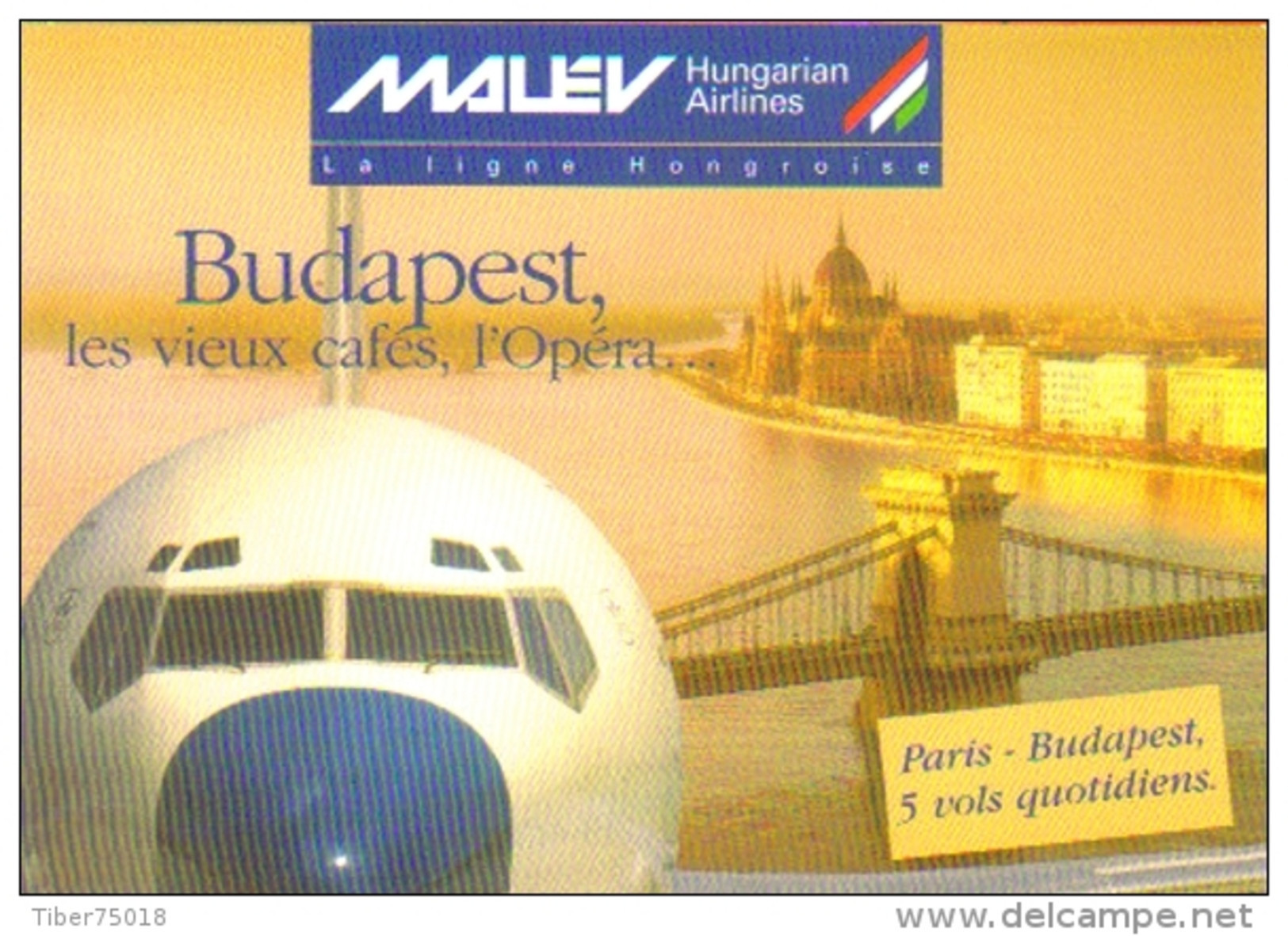 Carte Postale édition "Carte à Pub" - Malev Hungarian Airlines (compagnie Aérienne, Avion, Budapest) - Pubblicitari