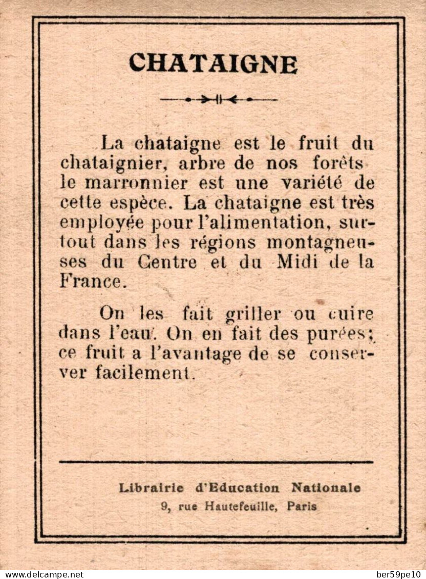 CHROMO LIBRAIRIE D'EDUCATION NATIONALE A PARIS CHATAIGNES - Autres & Non Classés