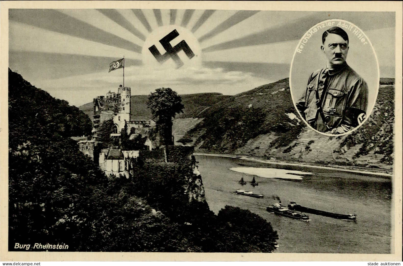 WK II Aufgehende Sonne Burg Rheinstein Hitler I-II - Weltkrieg 1939-45