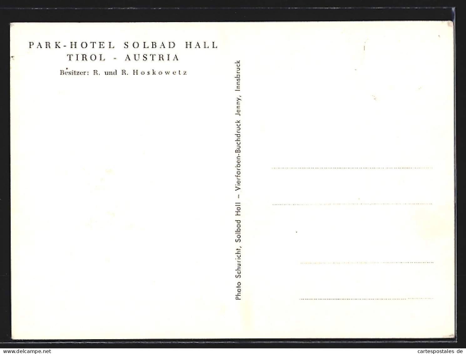 AK Hall /Tirol, Park-Hotel R. Und R. Hoskowetz  - Autres & Non Classés