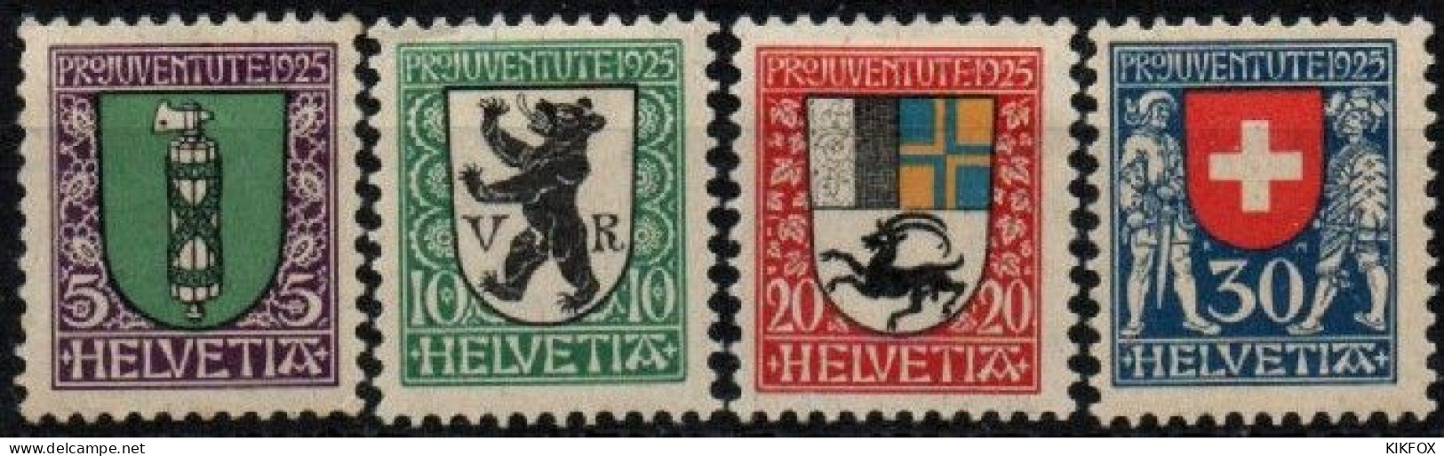 SUISSE ,SCHWEIZ, 1925,  MI 214 - 217 *,   YV 218 - 221 *,  PRO JUVENTUTE, UNGEBRAUCHT, NEUFS ,TRACES DE CHARNIERES - Neufs