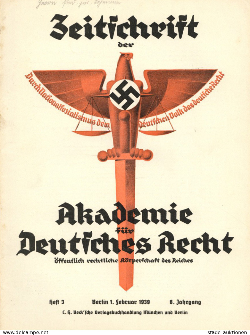 Buch WK II Lot Mit 12 Zeitschriften Akademie Für Deutsches Recht Alle 1939 Becksche Verlagsbuchhandlung Berlin In Unters - Guerre 1939-45