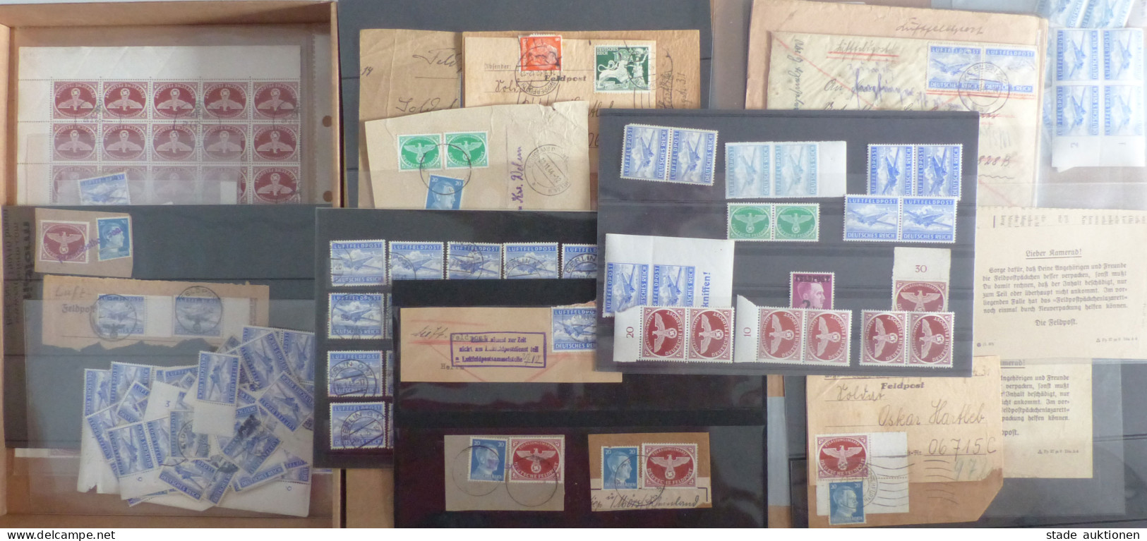 Feldpost WK II Sammlung Briefmarken, Luftfeldpost, Mehrfach Briefstücke Mit Päckchenmarken, Ein Paar Belege, Unterschied - Weltkrieg 1939-45