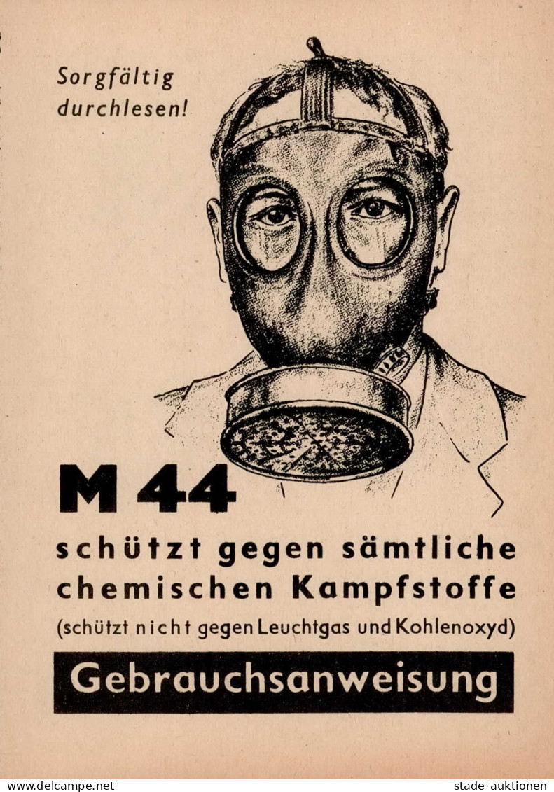 WK II Bedienungsanleitung Volksgasmaske M 44 Faltblatt Des Luftschutz I- - Weltkrieg 1939-45
