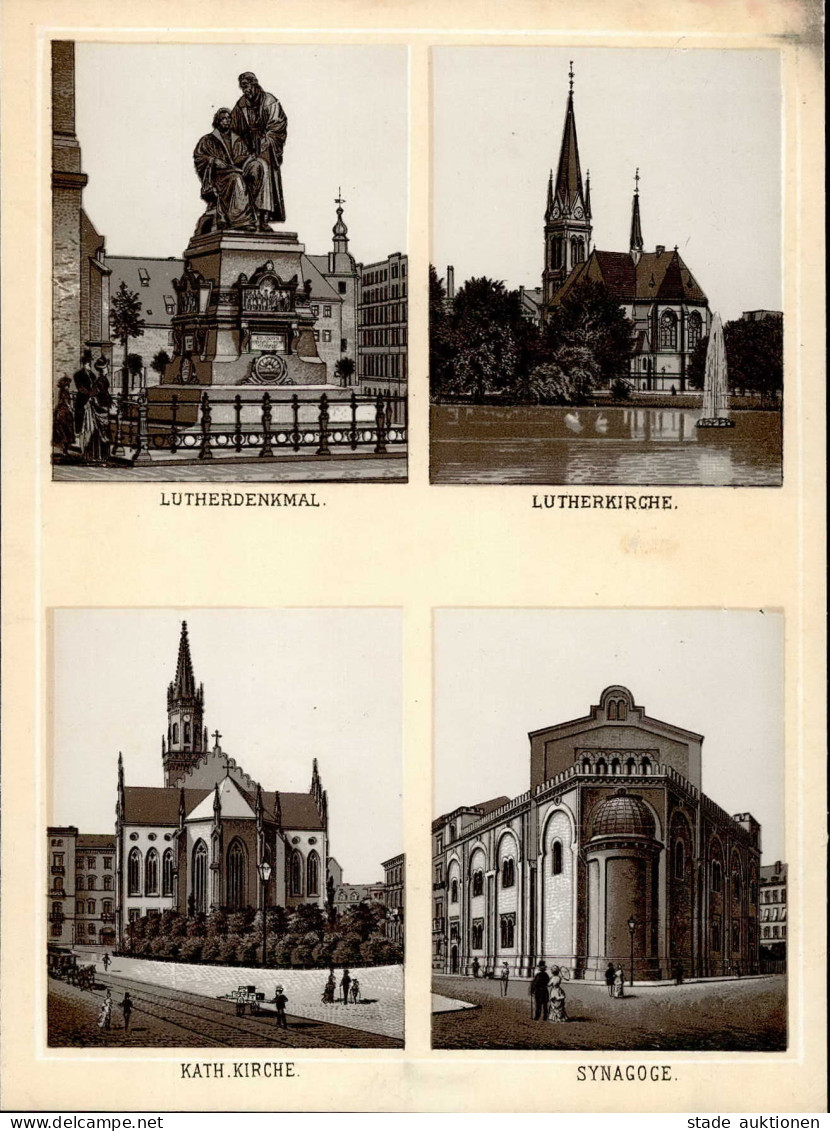 Synagoge Leipzig Auf Leporello-Blatt Ca. 11x15cm (keine AK) Synagogue - War 1939-45