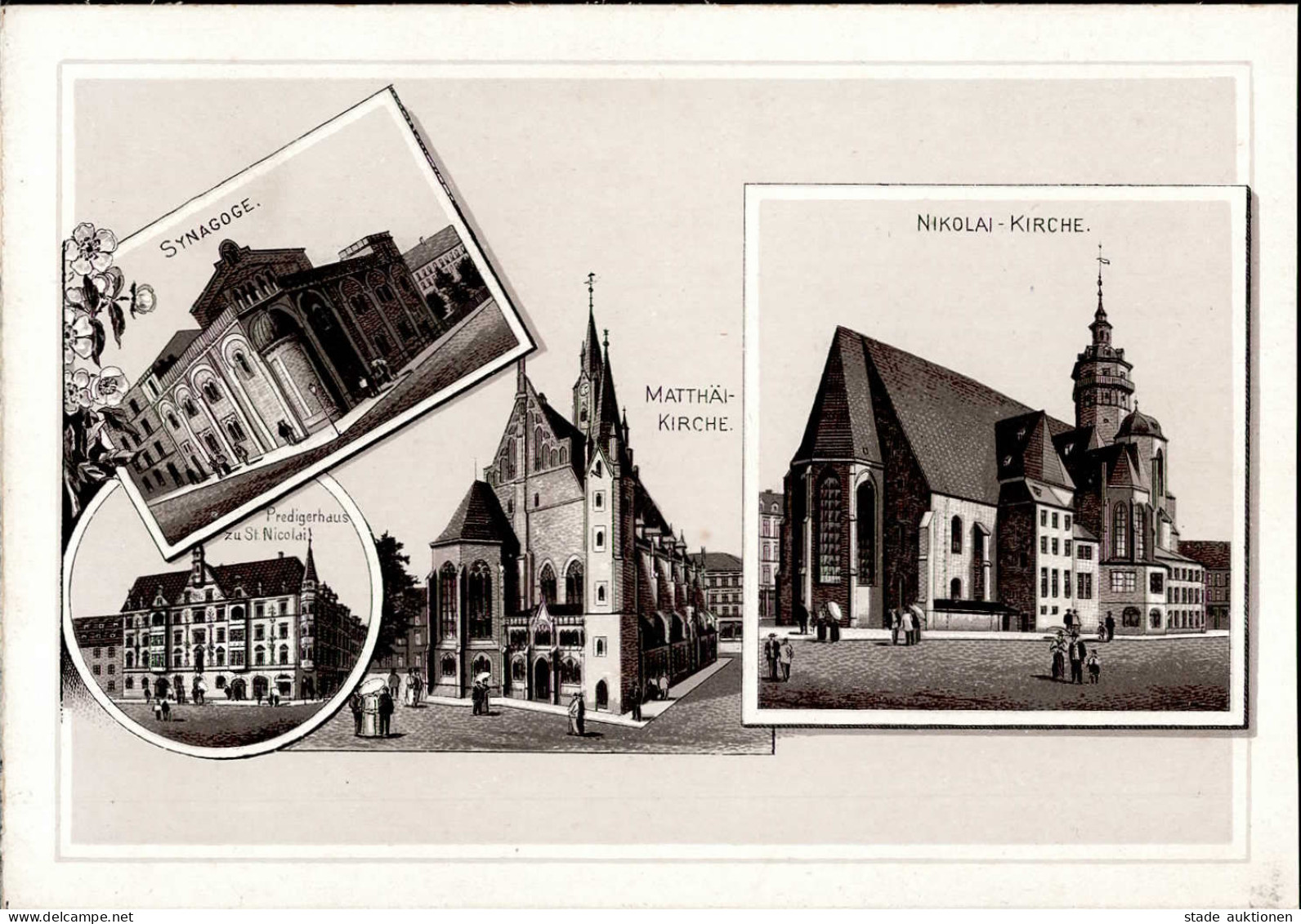 Synagoge Leipzig Auf Leporello-Blatt Ca. 9x12cm (keine AK) Synagogue - Weltkrieg 1939-45