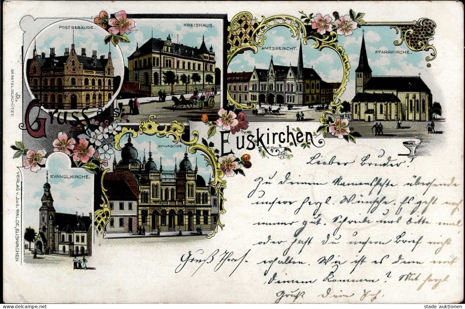 Synagoge EUSKIRCHEN - Litho Marke Entfernt II Synagogue - Guerre 1939-45