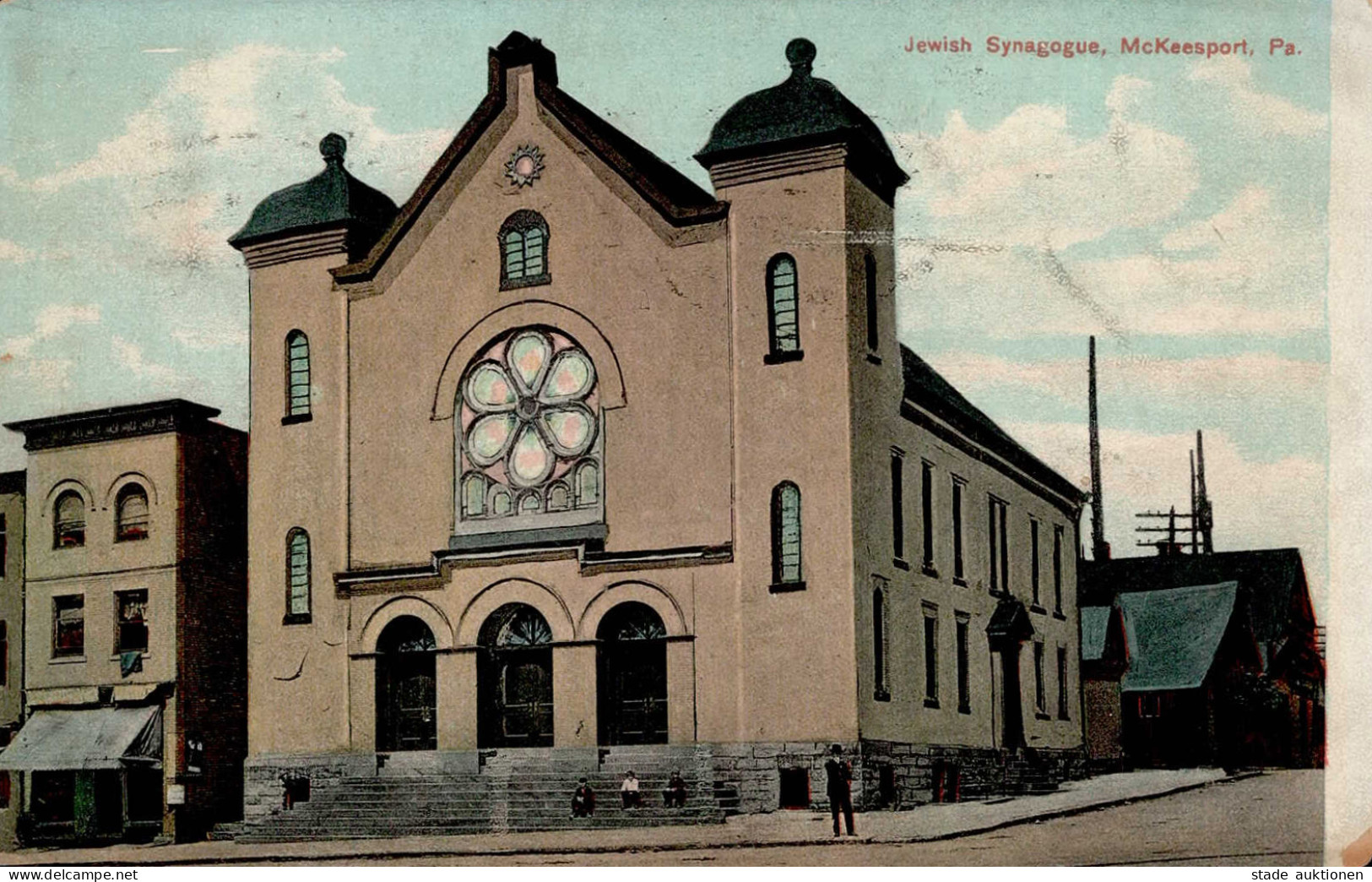 Synagoge Mc Keesport II (Ecken Abgestoßen, RS Klebereste) Synagogue - Guerre 1939-45