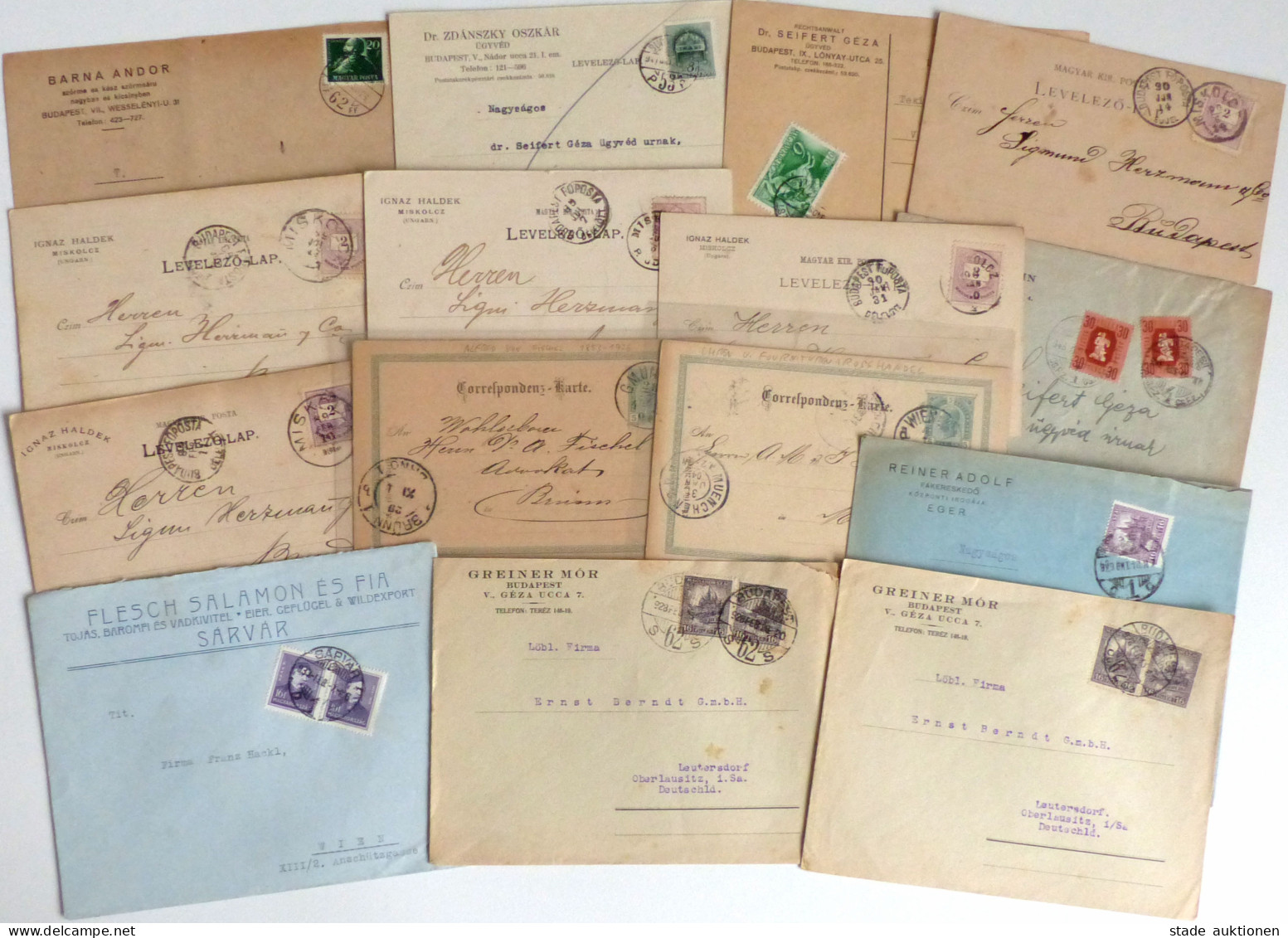 Judaika 10 Korrespondenz-Karten Jüdischer Unternehmen Und 5 Briefumschläge II Judaisme - Jewish