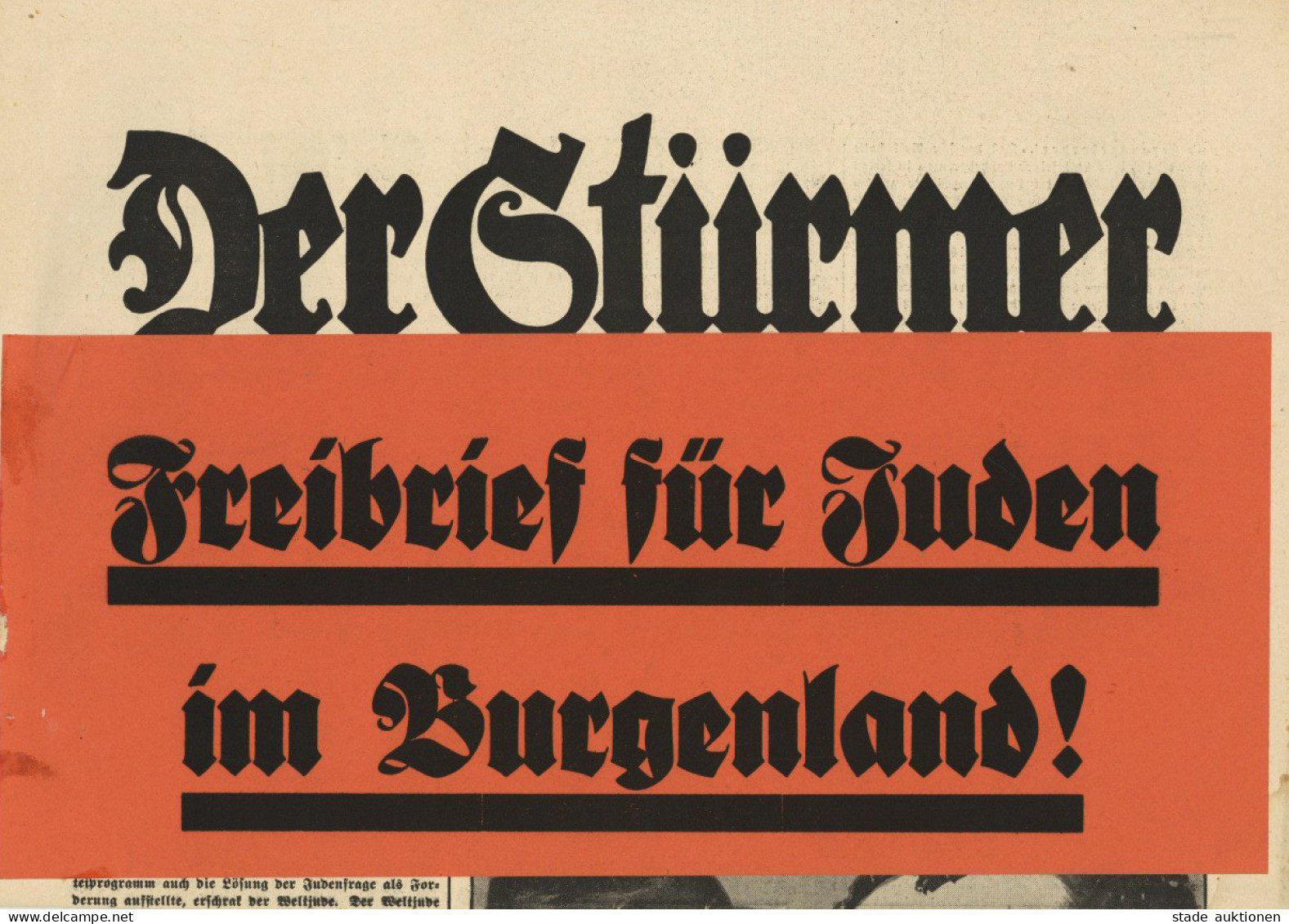 Judaika DER STÜRMER 16 Jahrg. 1938 Zus. Mit Banderole Freibrief Für Juden Im Burgenland I-II Judaisme - Judaika