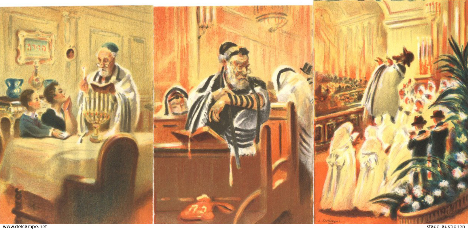 Judaika Lot Mit 9 Künstlerkarten Sign. Seeberger Jüdische Feiertage I-II Judaisme - Judaika