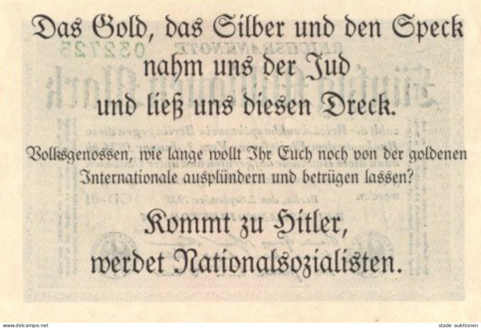 Judaika Reichsbanknote 50 Mio. I-II Judaisme - Jewish