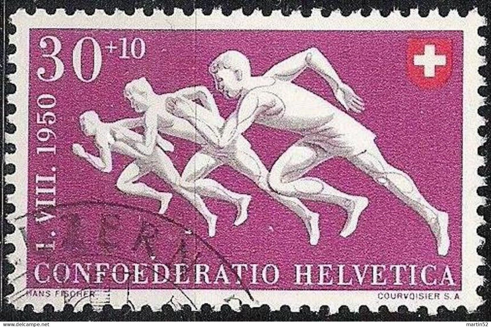 Schweiz Suisse Pro Patria 1950: Laufsport Zu WII 49 Mi 548 Yv 500 Mit Stempel LUZERN LUNABA 1951 (Zu CHF 35.00) - Usados