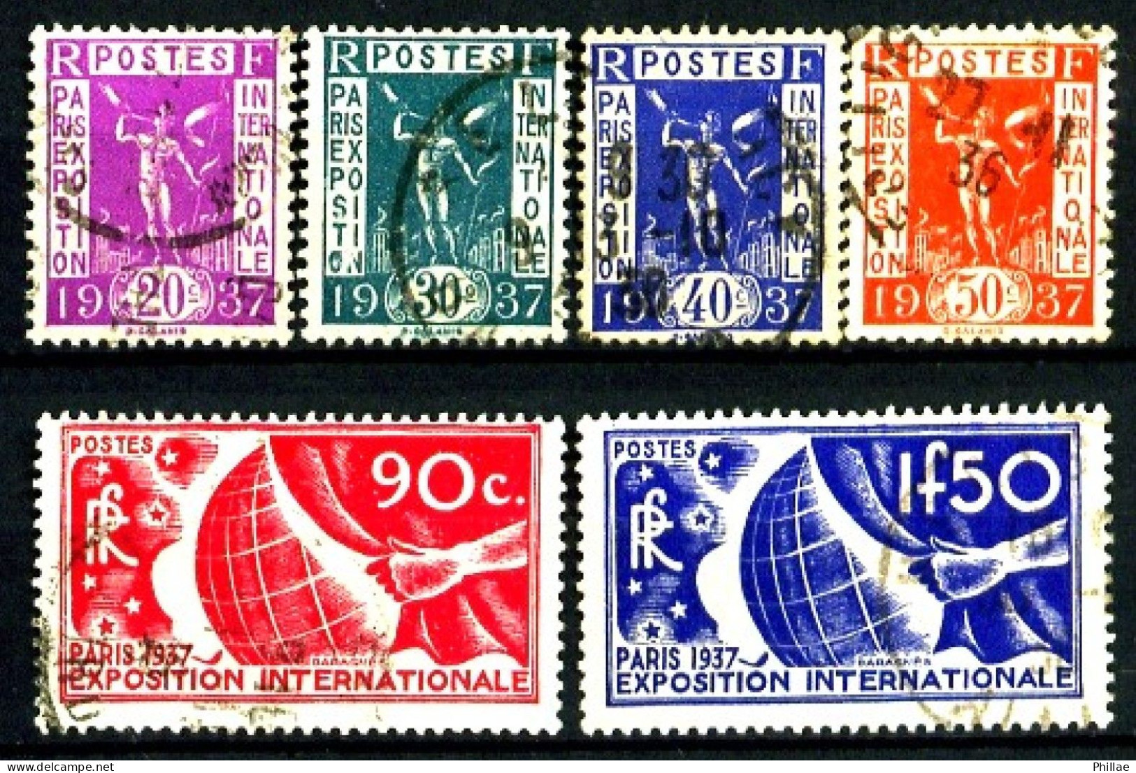 322 / 327 - Série Expo Paris 1937 - Complet 6 Valeurs - Oblitérés - TB - Usados