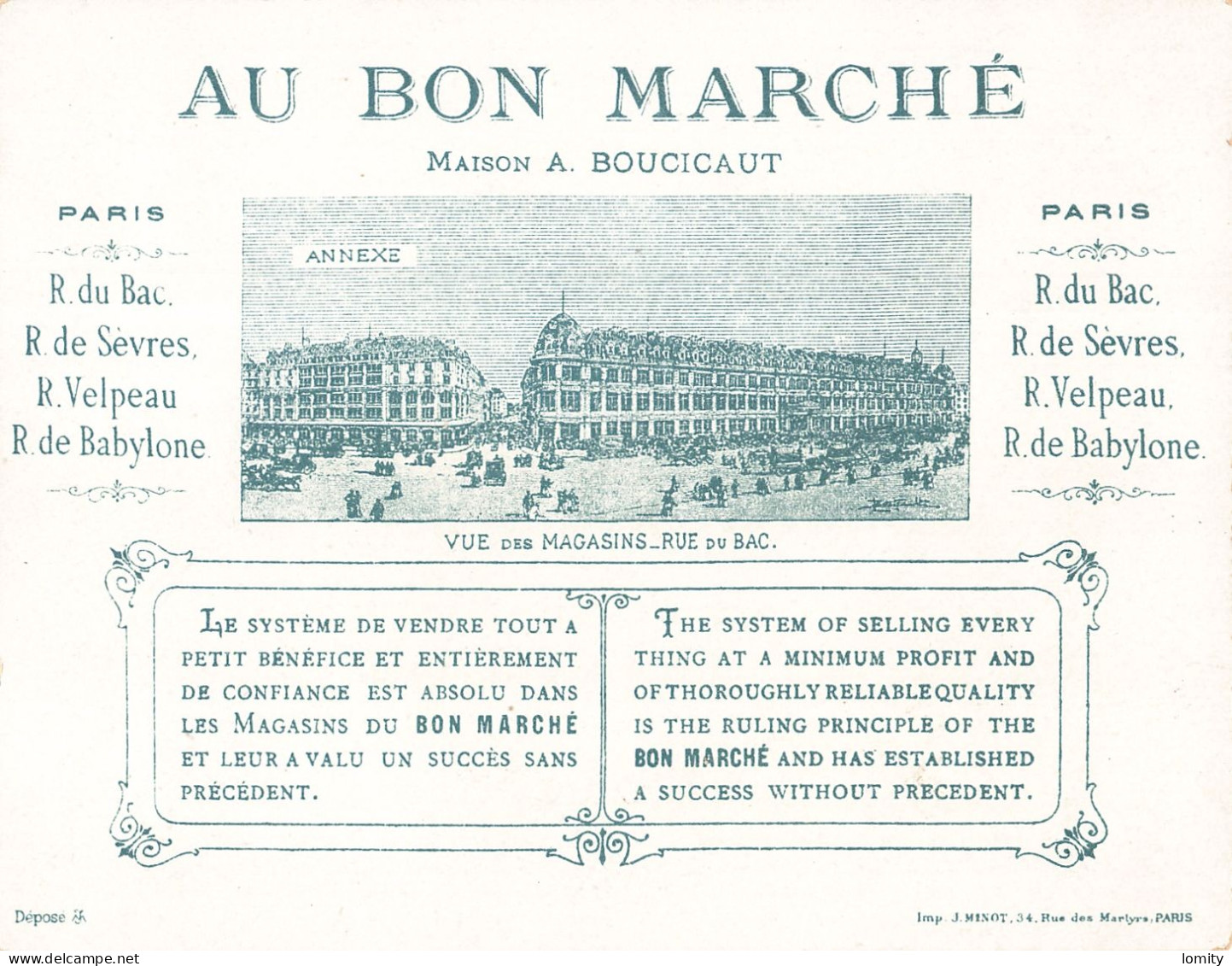 Superbe Série 6 Chromos Au Bon Marché Paris Maison Boucicaut Jolie Chromo Imp Minot Format 13.8 X 10.8 Cm Illustration - Au Bon Marché