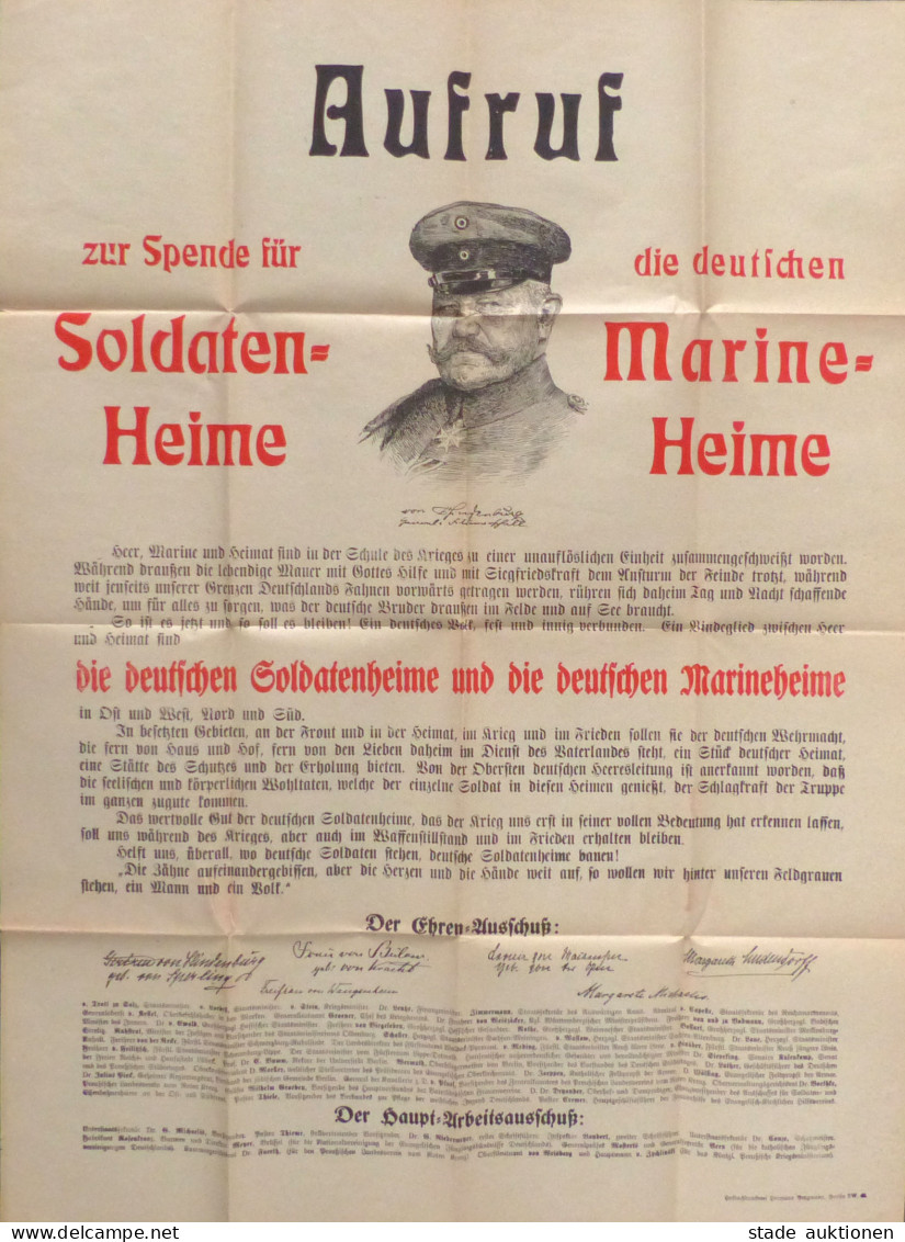 Marine Plakat Aufruf Zur Spende Für Die Deutschen Soldaten- Und Marine-Heime, 45x59 Cm Sehr Gut Erhalten I-II - Marines