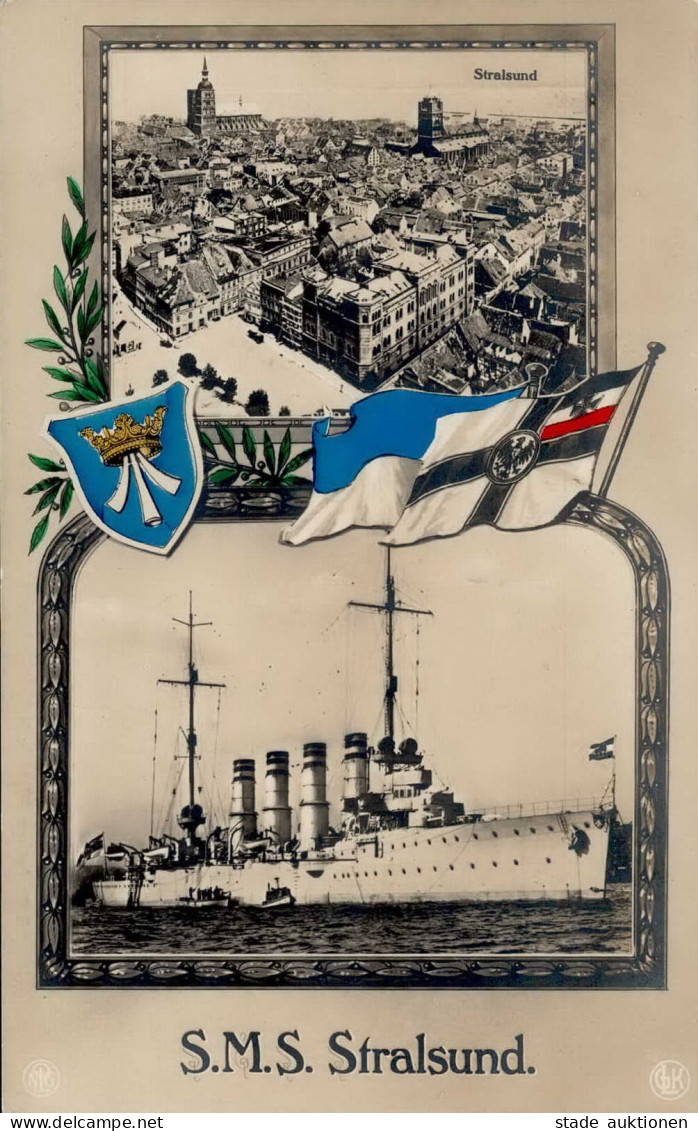 Schiff Kreuzer WK I S.M.S. Stralsund I-II Bateaux Bateaux - War 1914-18