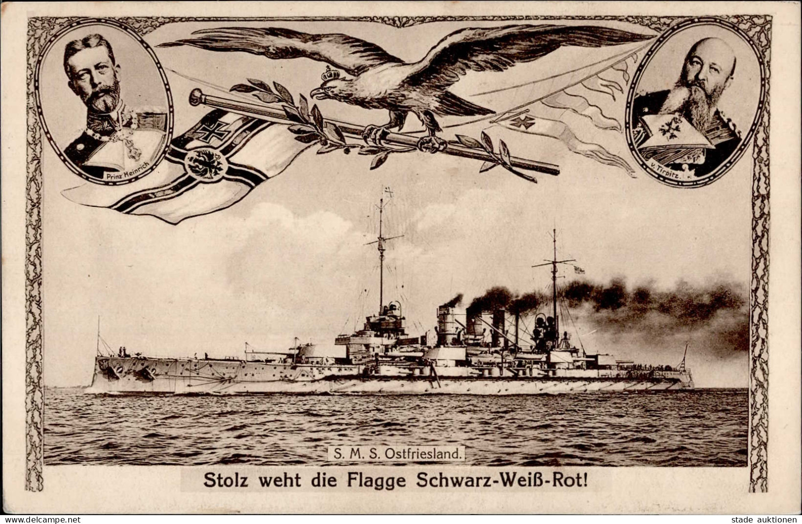 Schiff Kreuzer WK I S.M.S. Ostfriesland I-II Bateaux Bateaux - War 1914-18