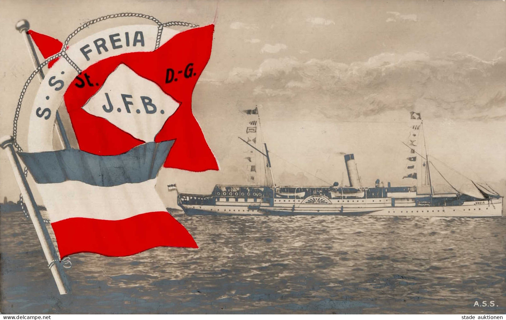 Schiff Dampfschiff S.S. Freia I-II Bateaux Bateaux - Oorlog 1914-18