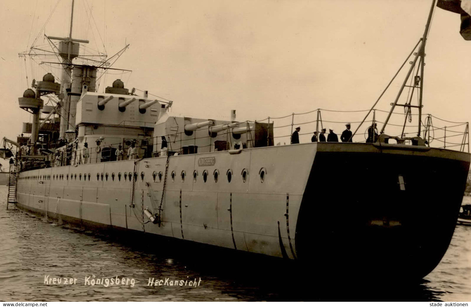 KREUZER KÖNIGSBERG - Foto-Ak Heckansicht I - Oorlog 1914-18