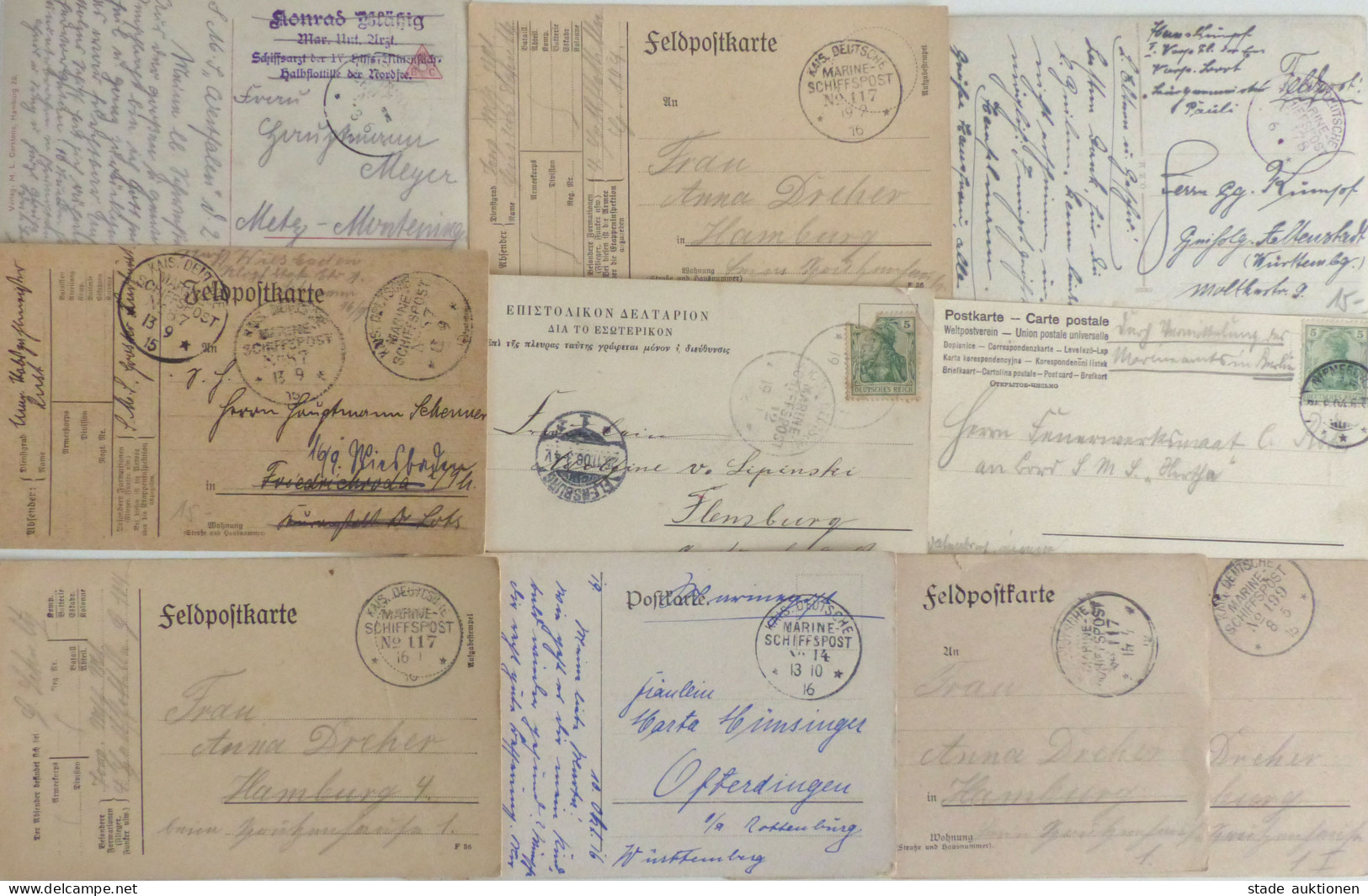 Marine Schiffspost Lot Mit 10 Postkarten Meist MSP Stempel I-II - Oorlog 1914-18