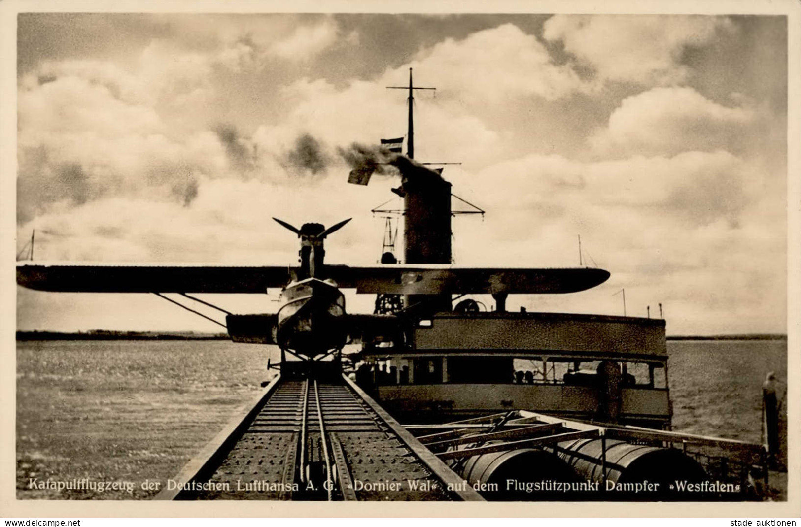 Dornier Katapultflugzeug Donier Wal Auf Dem Flugstützpunkt Dampfer Westfalen I-II - Oorlog 1914-18