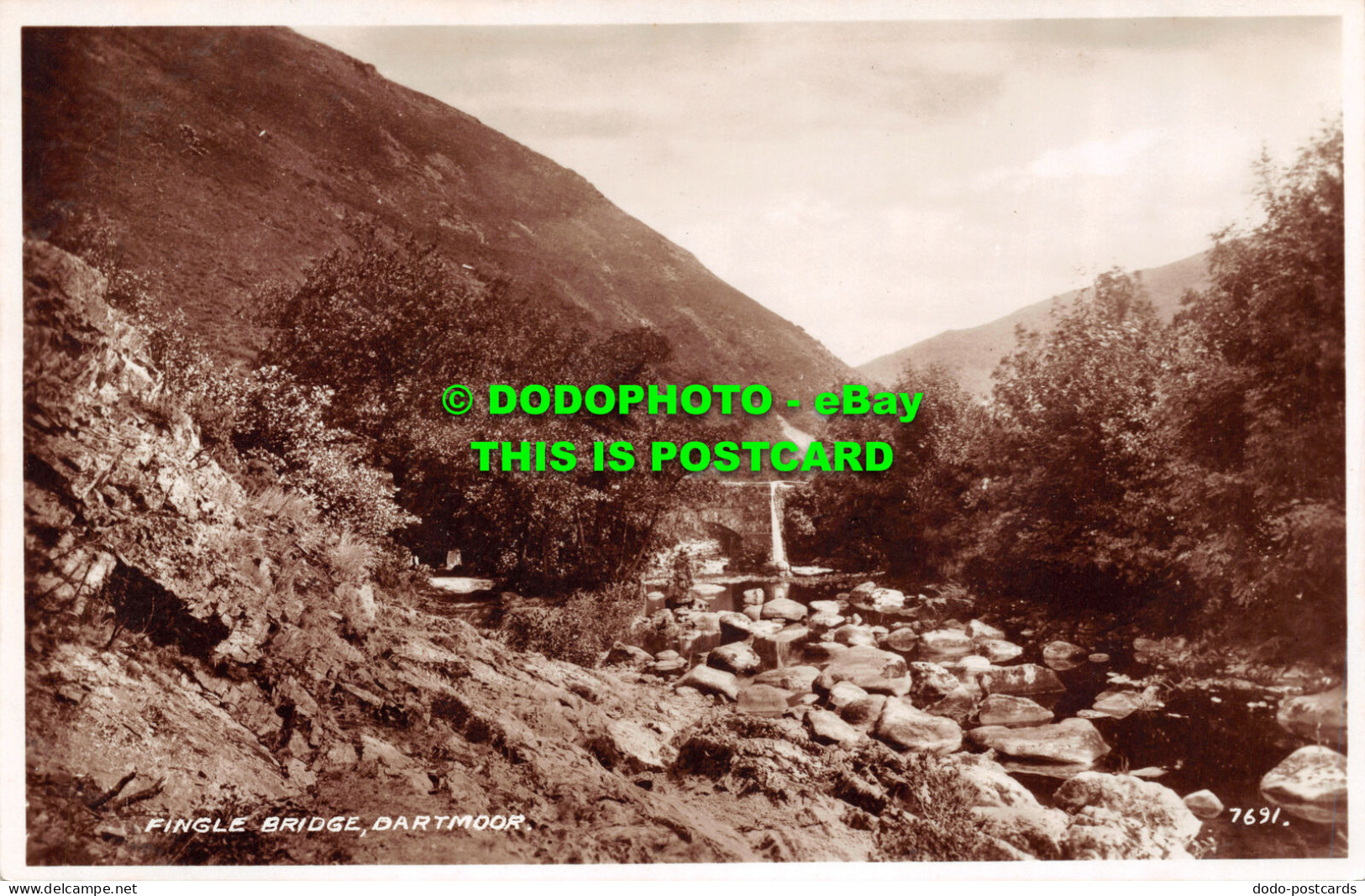 R504218 Fingle Bridge. Dartmoor. 7691. Valentines. RP - Mondo