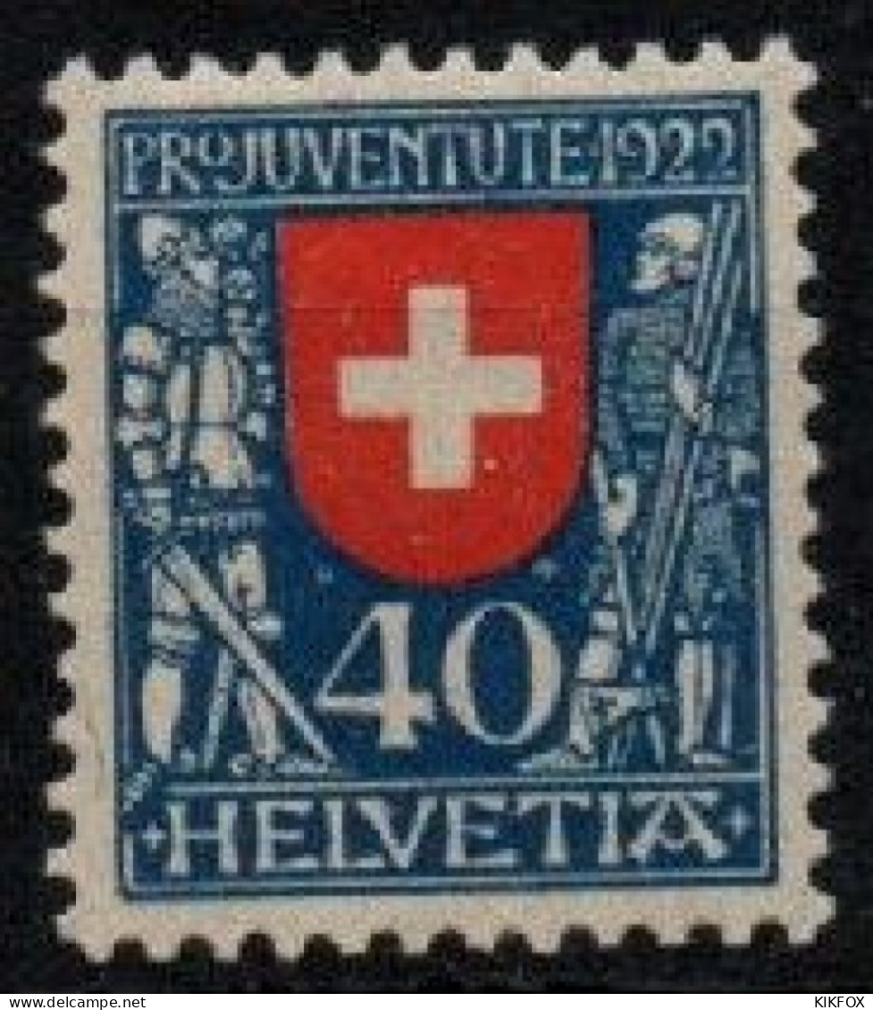 SUISSE ,SCHWEIZ, 1922,  MI 178 *,   YV 187 *,  PRO JUVENTUTE, UNGEBRAUCHT, NEUFS ,TRACES DE CHARNIERES - Unused Stamps