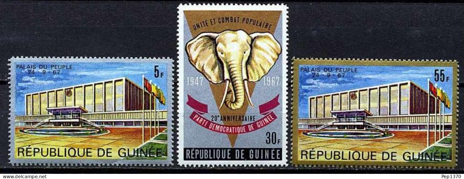 GUINEA 1967 - GUINEE - 20 ANIVERSARIO DEL PARTIDO DEMOCRATICO DE GUINEA - YVERT 330/332** - Guinea (1958-...)