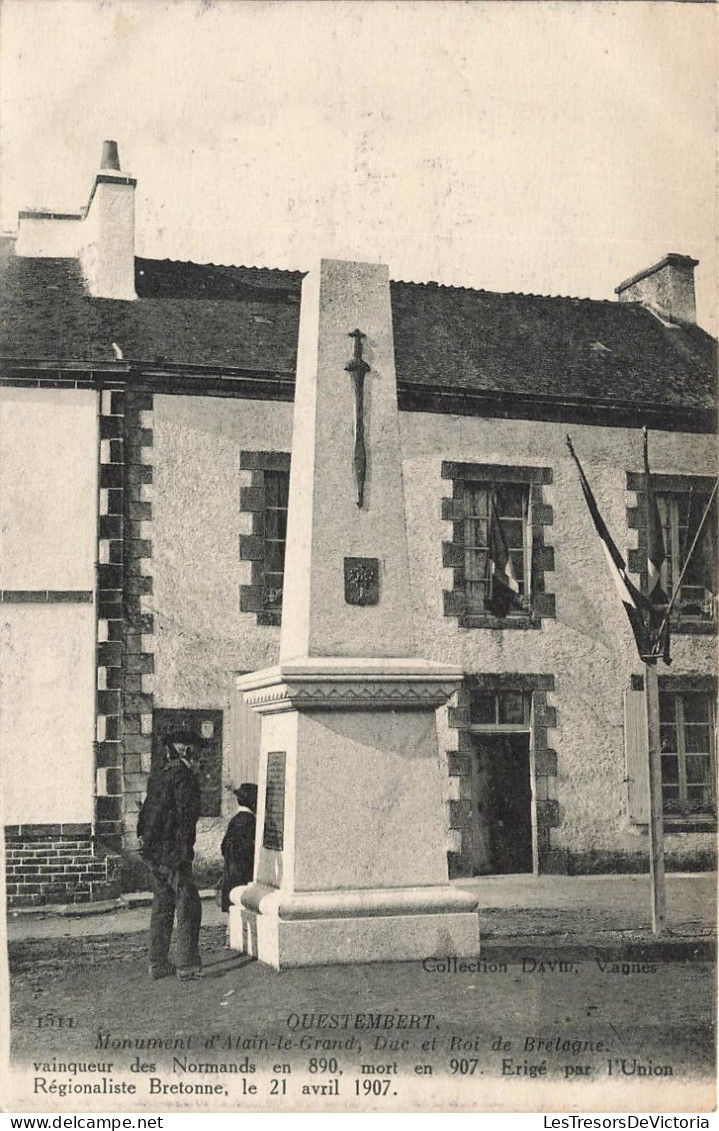 FRANCE - Questembert - Vue Sur Le Monument D'Alain Le Grand Duc Et Roi De Bretagne - Animé - Carte Postale Ancienne - Questembert