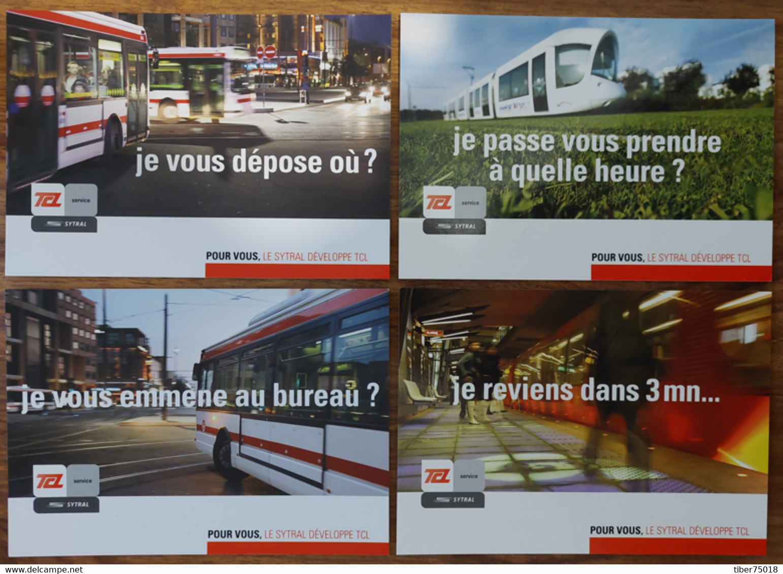 4 Cartes Postales "Descartes Media" (2007) TCL (Bus Tram Métro) Systral (Syndicat Transport Rhône Agglo Lyonnaise) - Werbepostkarten
