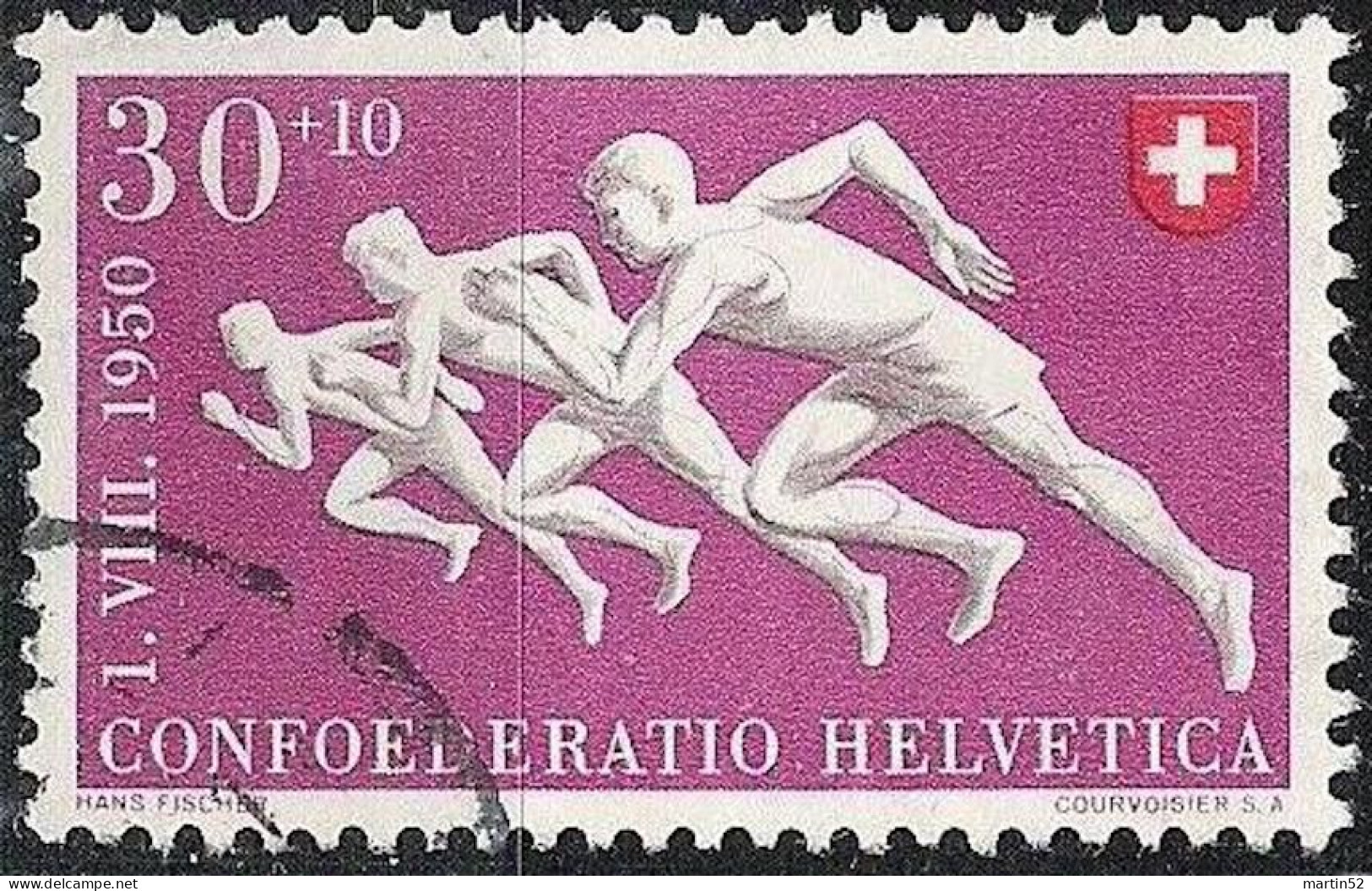 Schweiz Suisse Pro Patria 1950: Laufsport Zu WII 49 Mi 548 Yv 500 Mit Unlesbarem Eck-Stempel (Zu CHF 35.00) - Atletiek