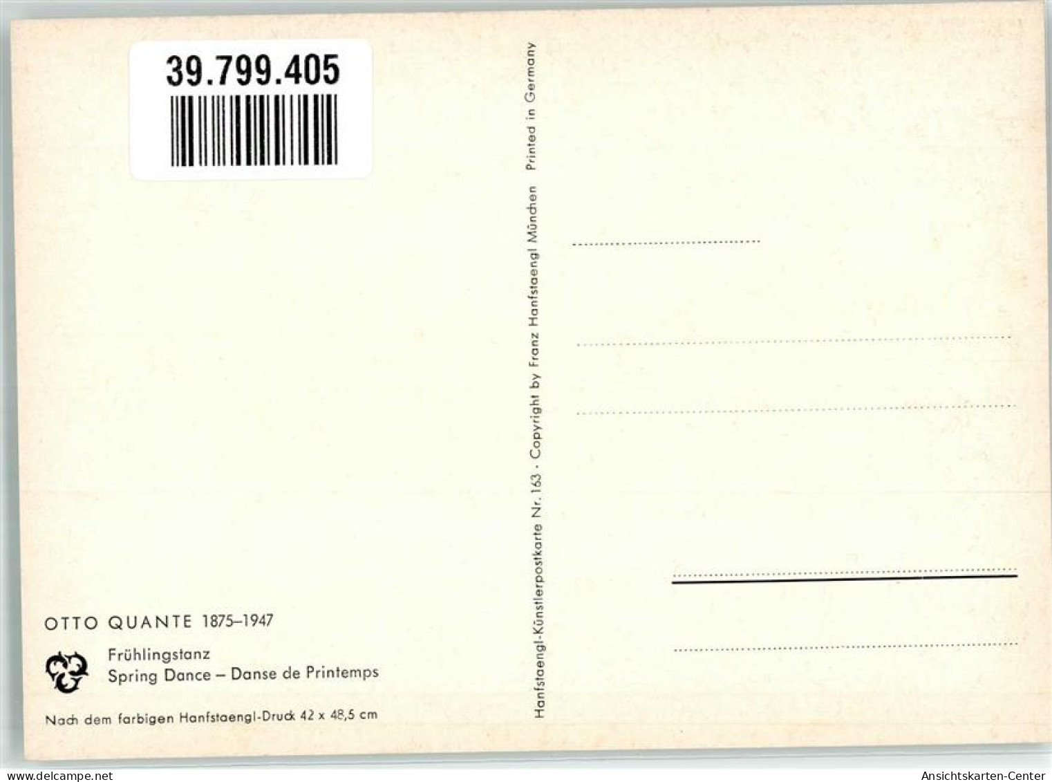 39799405 - Sign. Quante Otto Mundharmonika Fruehlingstanz Verlag Hanfstaengl Nr.163 - Dans