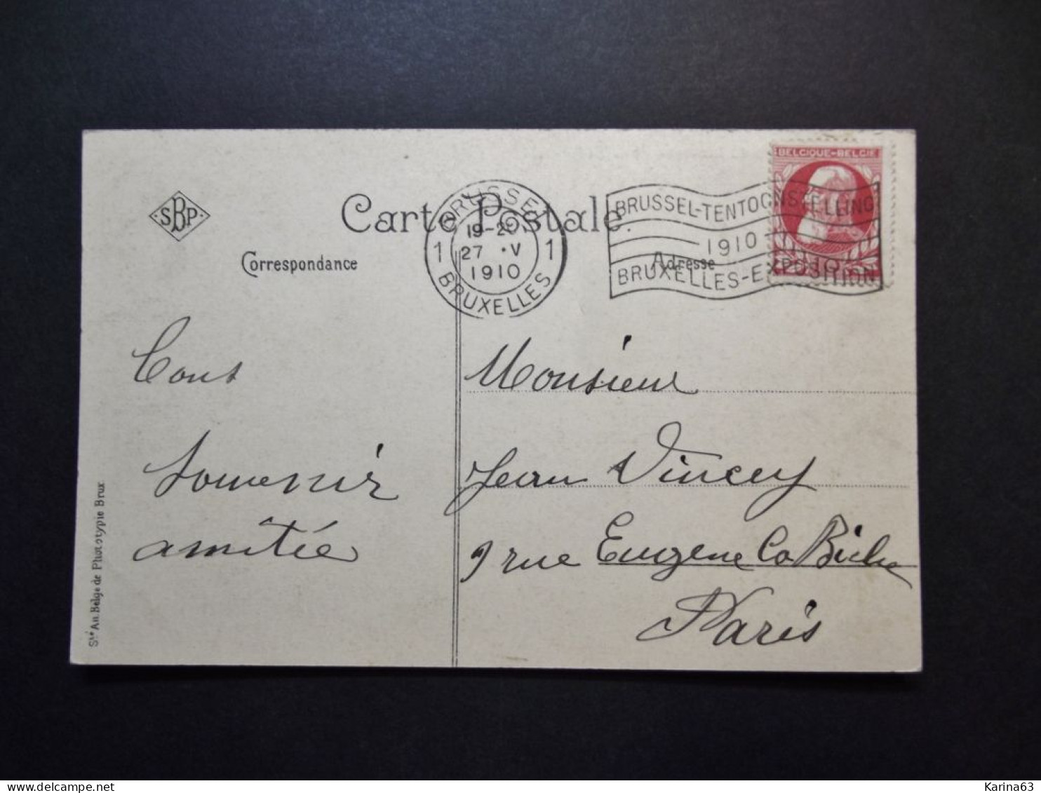 België - Belgique - CPA  - Brussel  - Bruxelles - Gare Du Luxembourg - Used Card Vers Paris 1910 - Marktpleinen, Pleinen