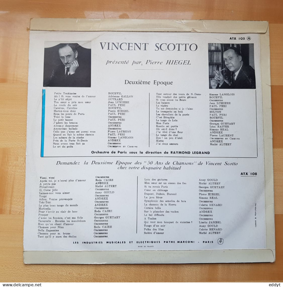 Disque Vinyle - 50 ANS de Chansons VINCENT SCOTTO / RAYMOND LEGRAND - TBE