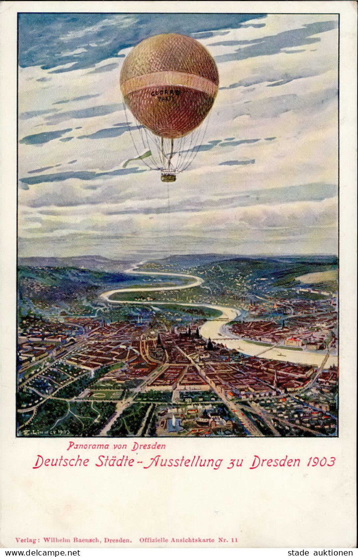 Ballon Dresden Deutsche Städte-Ausstellung 1903 S-o I-II (fleckig) Expo - Guerra 1914-18