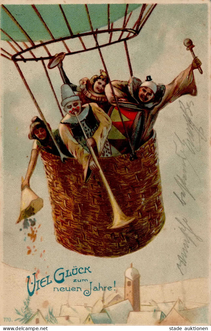 Ballon Neujahr Prägekarte I-II (Marke Entfernt, Fleckig) Bonne Annee - War 1914-18