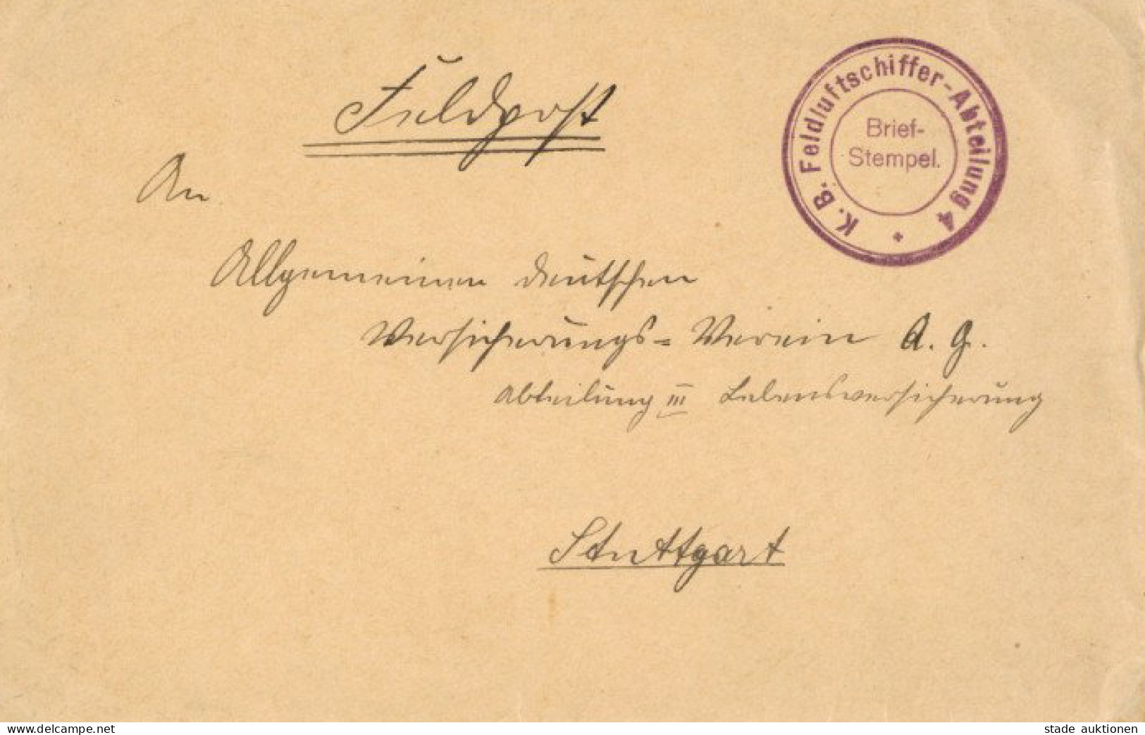 Luftschiff Feldpost WK I Kgl. Bayr. Feldluftschiffer-Abteilung 4 I-II - Zeppeline