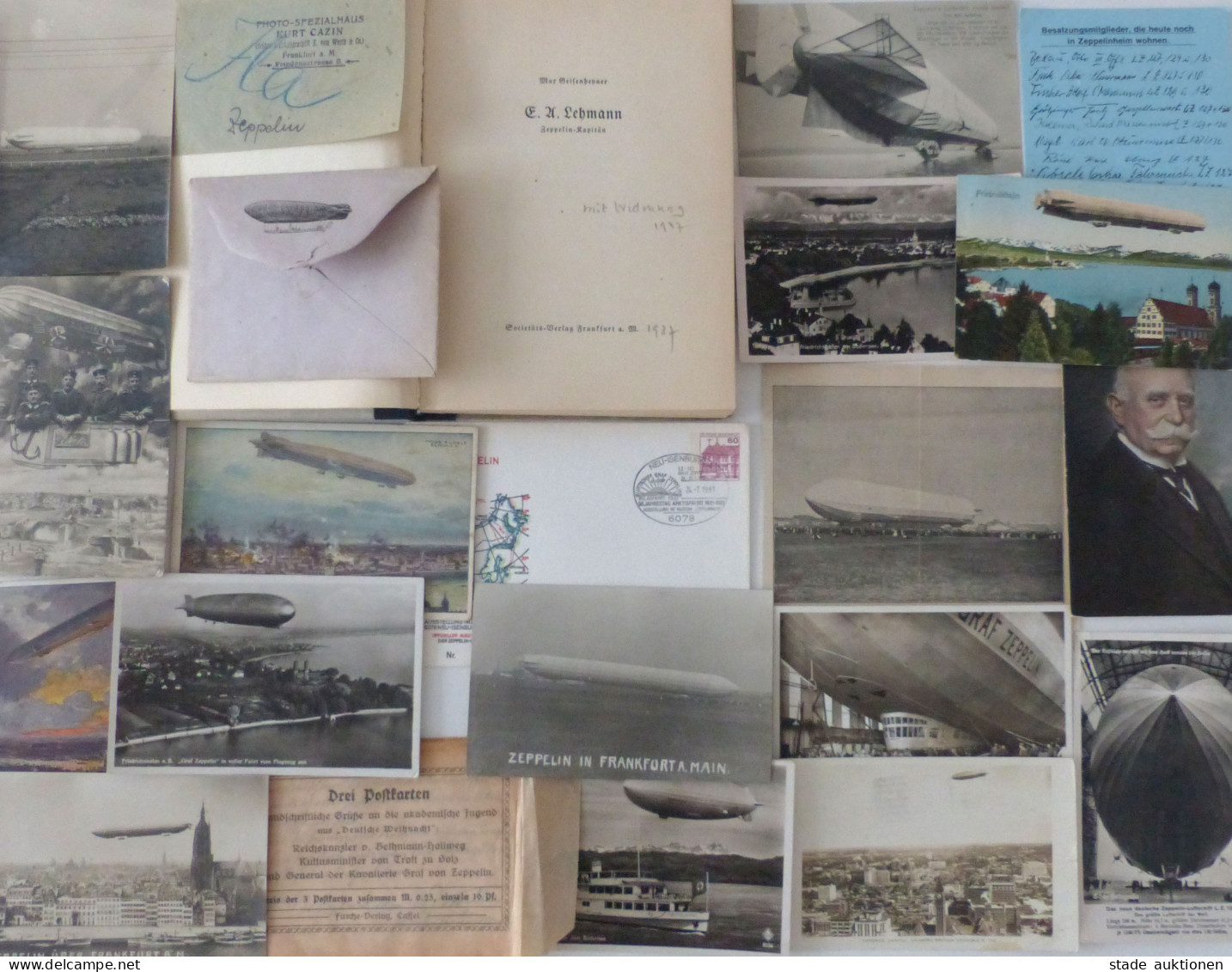 Zeppelin Lot Mit 24 Ansichtskarten, Buch Und Belegen Dirigeable - Aeronaves