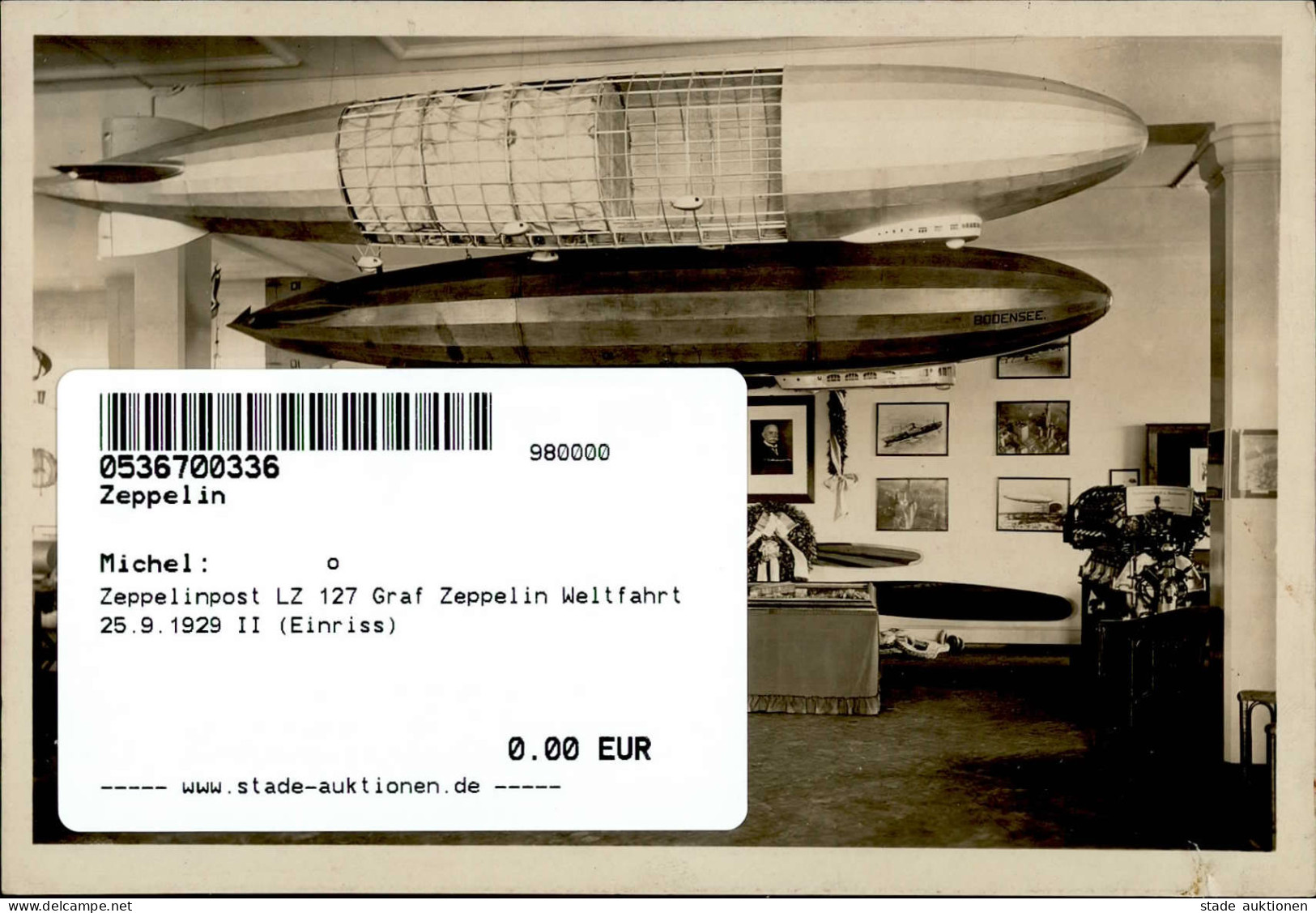 Zeppelinpost LZ 127 Graf Zeppelin Weltfahrt 25.9.1929 II (Einriss) Dirigeable Dirigeable - Luchtschepen